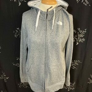The North Face Womens Grey Heather Space Dye Full Zip Fleece Hoodie Jacket L